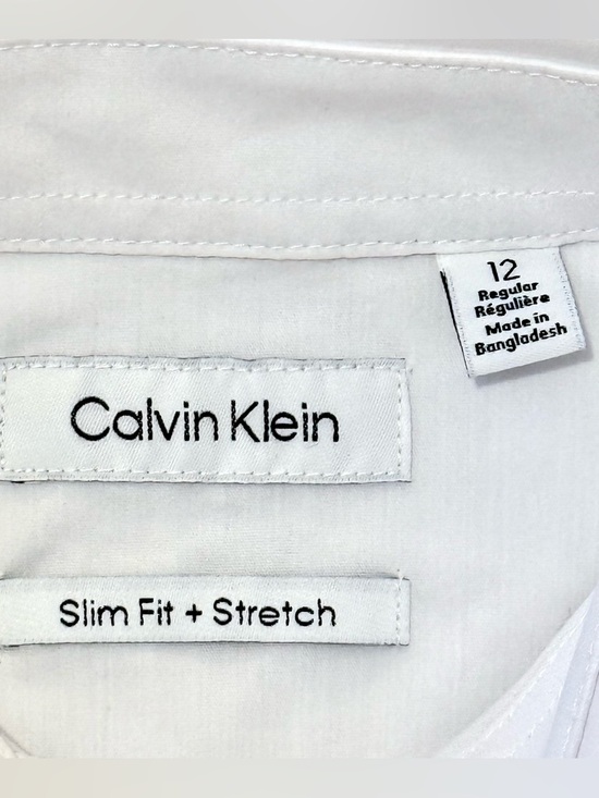 Calvin Klein White Button Down Slim Fit + Stretch Shirt - Picture 4 of 6